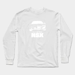 Old vs New NSX White Outline Long Sleeve T-Shirt